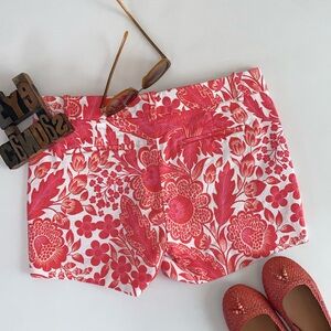 J. CREW Pink Floral Print Loose Weave Flat Front Shorts